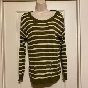Olive and cream striped sweater